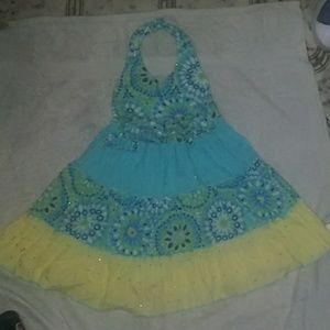 Beautiful halter blue and yellow bohemian dress